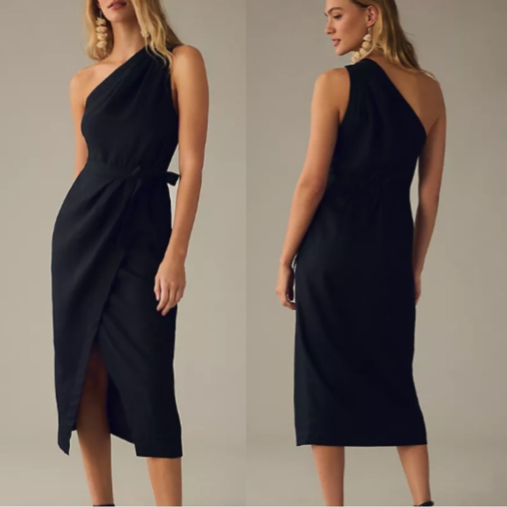 Anthropologie Black One-Shoulder Dress
